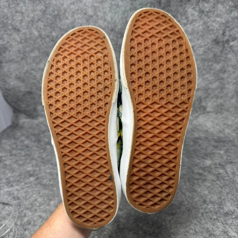 Vans Della Authentic Batik Floral Green Yellow Canvas Sneakers Mens 7 Womens 8.5